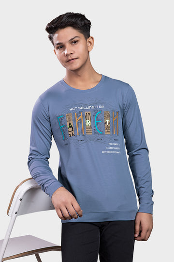 Curious Blue Round Neck Tees Tensile Lycra Edition