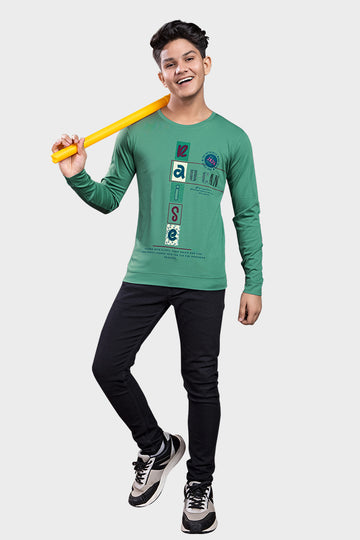 Persian Green Round Neck Tees Tensile Lycra Edition