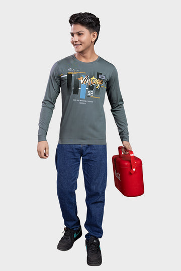Regent Grey Round Neck Tees Tensile Lycra Edition