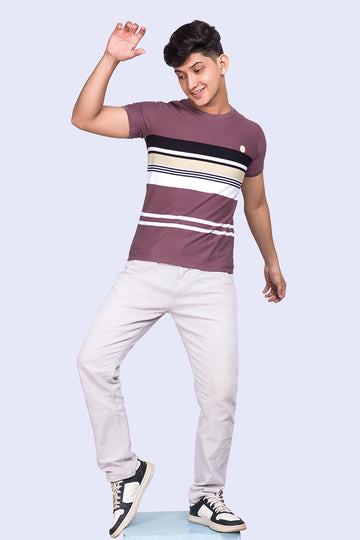 Wine Gem Auto Stripes Half Sleeve Tees