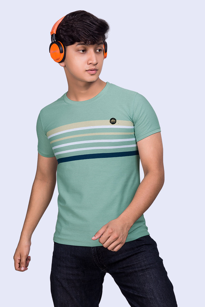 Pine Green Gem Auto Stripes Half Sleeve Tees